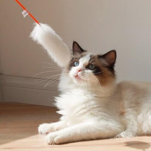 Interactive Cat Toys Plush Imitation Rabbit Hair Pet Cat Toy Kitten Teaser Cat Interactive Accessories For Indoor Cats & Kitten