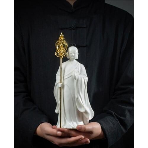 Ceramic Ksitigarbha Buddha Statue White porcelain handmade sculpture Chinese Buddha Statue Home Decoration Feng Shui Statue