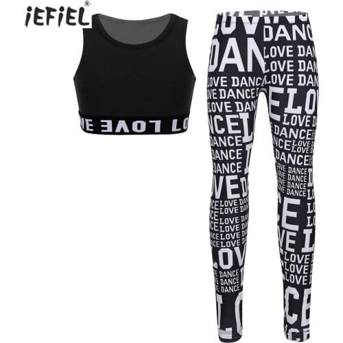 Summer Girls Crop Tops Casual Kids Tracksuit LOVE DANCE Letter Print Pants Dance Performance Streetwear Sport Girls Clothes Set