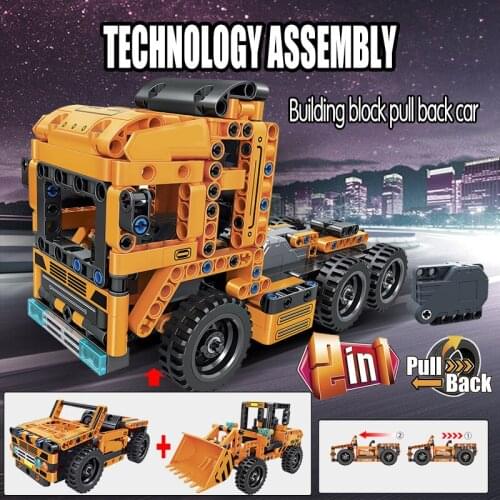 Creator City Off Road Car Model Building Blocks Technic Pull Back Loader Trucks Container Teactor Bricks Toys For Boys