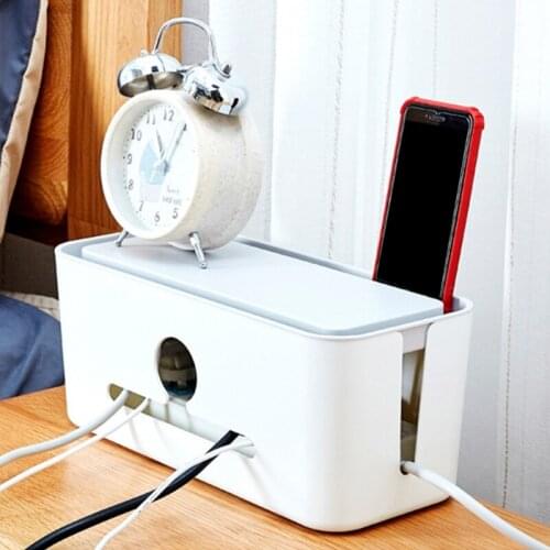 Cable Management Box Charger Socket Adapters Power Strips Wire Storage Case Hide Bin Desk Organizer with Phone Stand