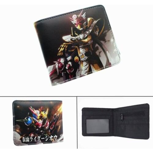 Anime Kamen Rider PU Wallet Masked Rider Bifold Photo Card Holder Cartoon Student Coin Pocket Leather Mens Womens Purses Otaku