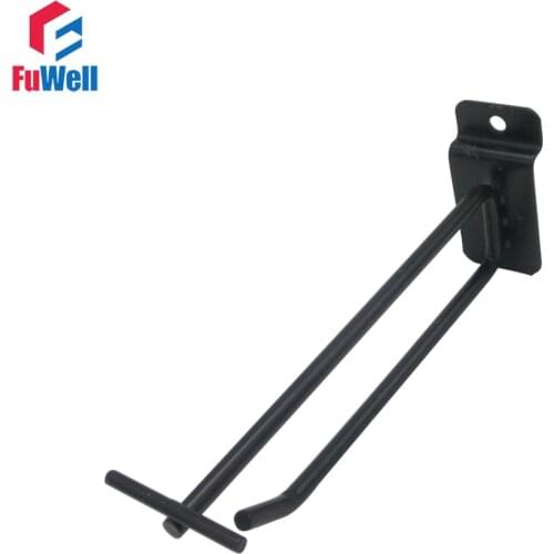 5pcs Black Slatwall Hooks 150/200/250/300/350mm Supermarket Display Hook Hanger Double Wires Display Hooks