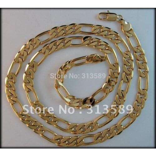 Min order 1 PIECE - YELLOW GOLD GP EP OVERLAY FILL BRASS 1*3 LINK FIGARO 24" OR 31" CHAIN NECKLACE/Great Gift/Great Money Maker