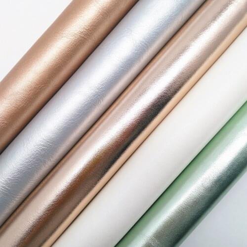 Amonglitter Rose Gold Gold Silver Synthetic Leather Fabric, Faux Leather Sheets for DIY Bows Bags 21x29cm A4 size MB008