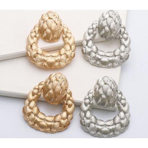 Fashion Gold Plated Geometric Round Circle Drop Earrings Metal Hollow Dangle Earrings for Women