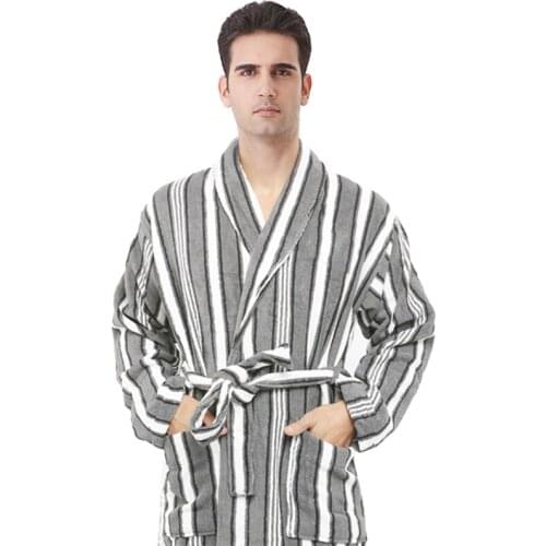 Big size 100% cotton bathrobes men toweled thickening 100% male cotton sleepwear medium-long male robe plus size plus size