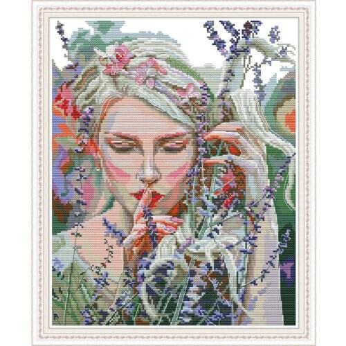 Listen to the quiet cross stitch kit aida 14ct 11ct count print canvas cross stitches needlework embroidery DIY handmade