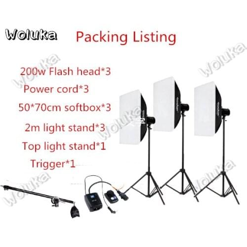 Godox 200W three-lamp set Studio Flash Studio Portrait ID e-commerce product shooting lamp CD50 T03