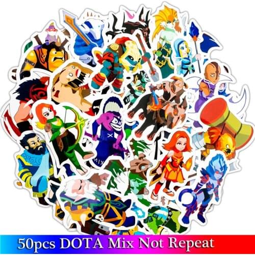 50pcs/Lot Funny Cartoon Dota Game Stickers For Moto & Suitcase Cool Laptop Graffiti Stickers Skateboard Kids Stickers