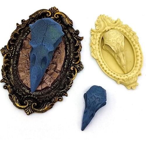 Small exquisite crow skull silicone mold making plaster resin model jewelry kitchen diy sugar icing chocolate cake tool