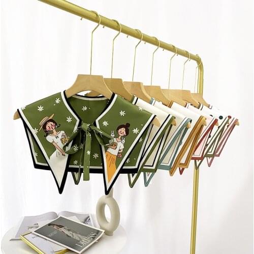 Sunscreen Shawl Scarf Decoration Print Small Fake Detachable Collar Protect Neck Shoulder for Women Girls Dress Accessories