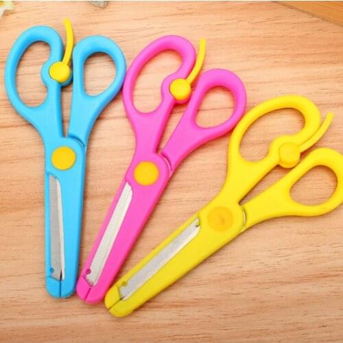 Office Culture Education Cutting Children Students Safe Hand Elastic Round-head Plastic Kindergarten Art Manual Paper Scissors