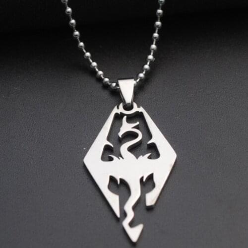 Stainless Steel Dinosaur Dragon Charm Necklace Pterosaur Flying Animal Necklace Ancient Creatures Pterosaur Elder charm jewelry