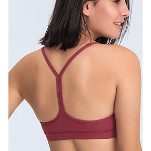 Sexy Y-Type Lengthen Verison Padded Workout Bras Women Naked-feel Fabric black camo Tops Removable chest pad shirt