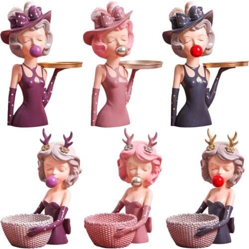 Resin Bubble Girl Figurines Desktop Cake Fruit Organizer Home Decor