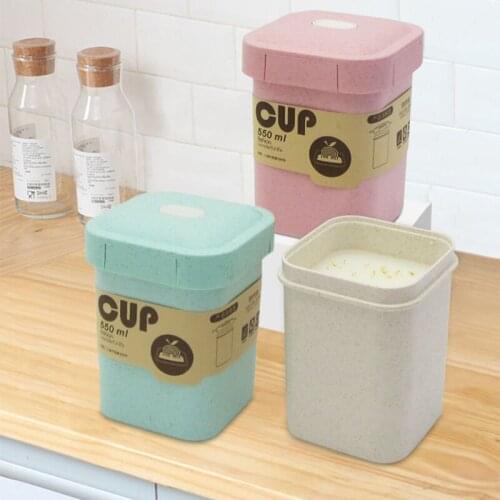 550ml Portable Wheat Straw Double Wall Insulated Breakfast Soup Porridge Cup With Free Spoon Sealed Water Drink Cup Lunch Box