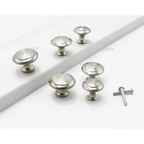 PQB Diameter 23mm 27mm Zinc Satin Nickel Cabinet Pull Cupboard Drawer Handle Knobs Wardrobe Handle With Screw Furniture Hardware
