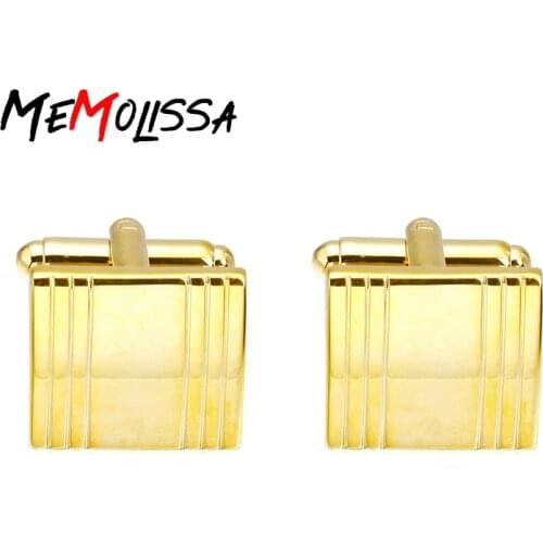 MeMolissa Luxury Shirt Gold Color Square Cufflinks for mens Brand cuff buttons cuff links High Quality abotoadura jewelry