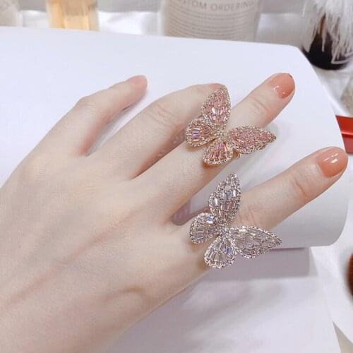 Luxury Famous Brand Butterfly Rings For Women Gold Silver Color copper Engagement Wedding Party Female Finger Ring jewelry