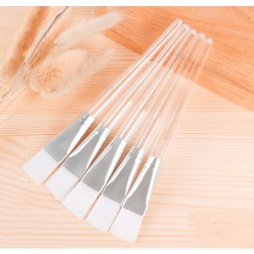 1-5Pcs Crystal Clear Acrylic Handle Facial Mask Brush Soft Synthetic Mud Mixing Brushes Makeup Cosmetic Tools