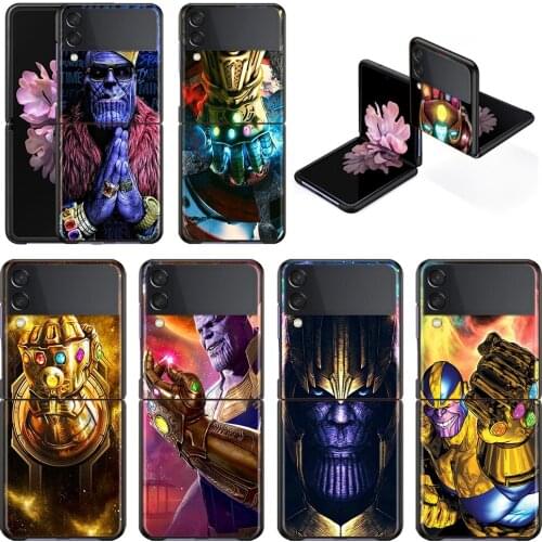 Thanos marvel hero Shockproof Cover for Samsung Galaxy Z Flip Flip3 5G Black Phone Case Shell Hard Fundas Coque Capa