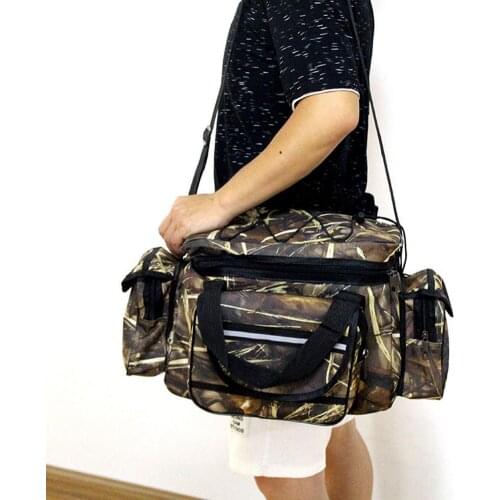 Outdoor Fishing Bag Large Capacity Oxford Cloth Waterproof Fishing Gear Shoulder Pouch With Multiple Pockets For Trave Camping