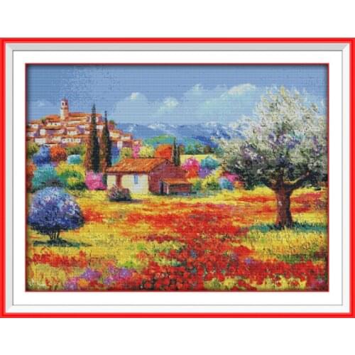 Everlasting Love Colorful Rural (1) Ecological Cotton Chinese Cross Stitch Kits Counted Stamped 11 CT 14 CT New Sales Promotion