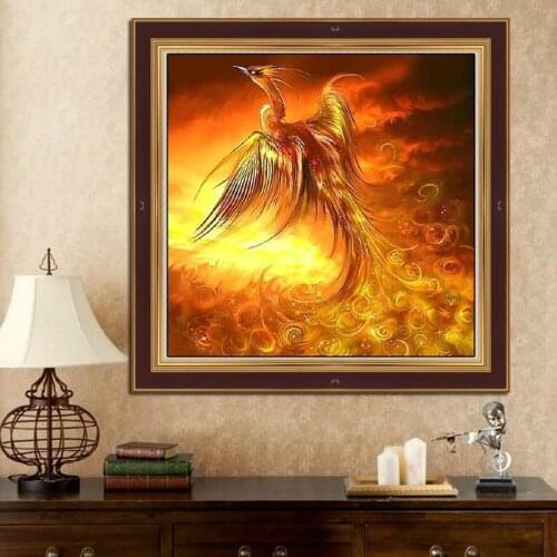 Needlework,For Embroidery,DIY 14CT Count Unprinted Art Cross stitch kits Set Home Decor Flame Phoenix Animal Cross-Stitching