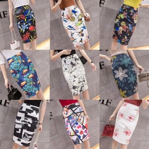Magiray Floral Print Harajuku Elegant Pencil Skirt Women Split Bodycon High Waist Korean Style 2020 Summer Skirt Female Sexy C80