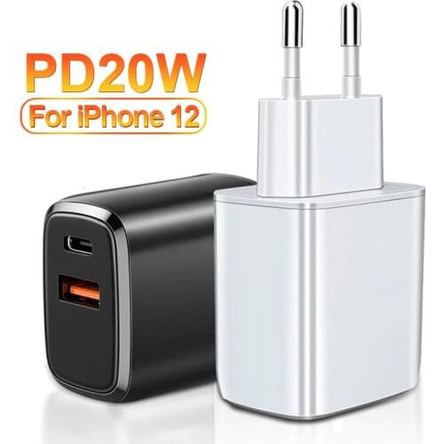 20W PD USB C Charger For iPhone 12 11 Pro Max 8 iPad Pro 12.9 Huawei Fast Charging Charger EU US Plug Moblie Phone Power Adapter