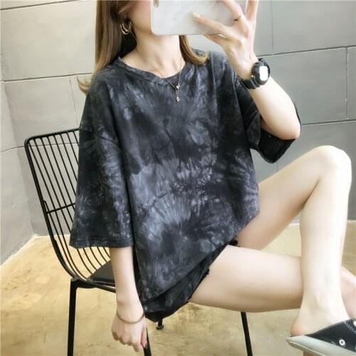 T-shirts Women Printed Causal Short Sleeve Tees O-neck Girls Fashion Long Style Womens T-shirts Chic Harajuku Streetwear NS4614
