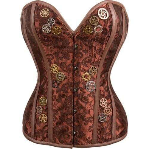 WYS.JL Womans Vintage Corset Sexy Fashion Corset Tops Gothic Steel Bone Corset Waist Brown Corset Victoria