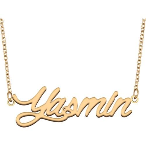 Yasmin Name Necklace for Women Stainless Steel Jewelry 18k Gold Plated Nameplate Pendant Femme Mother Girlfriend Gift