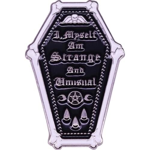 Beetlejuice inspired strange & unusual coffin badge Goth witch decor