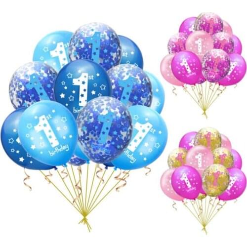 10/15 Pcs Birthday Colorful Latex Confetti Balloon 1st Birthday Baby Shower Boy Girl Decor Kid Happy Birthday Balloon Supplies