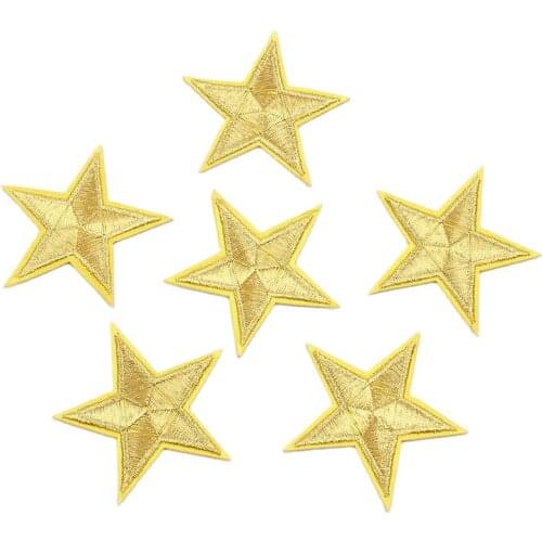 10pcs/lot Embroidered Gold Star Patch Iron On Coats Jeans Stickers Sewing Bags Pants Shoes Badge DIY Shirts Appliques Patches
