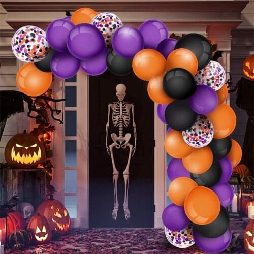 129Pcs/set Halloween Theme Party Balloons Garland Kit Purple Orange Black Confetti Balloons Arch Kids Halloween Party Decoration