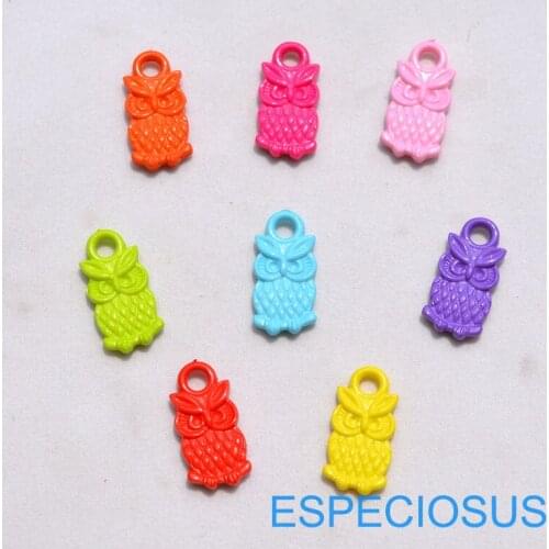 DIY Jewelry Accessories Cartoon Owl Charms Mix Color Acrylic Pendant Department 22*11MM Necklace Making Fittings 50pcs