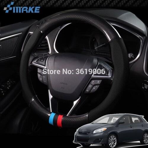 SmRKE For Toyota Matrix XRS Steering Wheel Cover Anti-Slip Carbon Fiber Top PVC Leather Sport Style