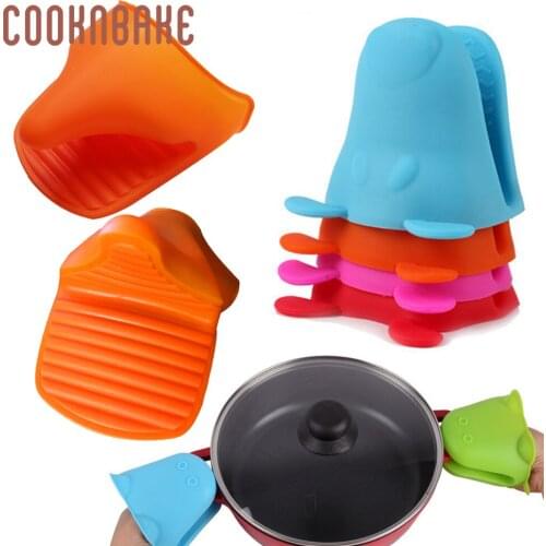 COOKNBAKE Cake Bakeware Heat Resistant mitt Silicone Oven Glove Short Finger Hand Clip Oven Mitts kitchen bowel Pot Holder