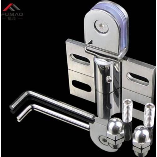 FUMAO 2pcs 304 Stainless steel bathroom door hinge glass door shaft aircraft clamp shower room door accessories rotating shaft
