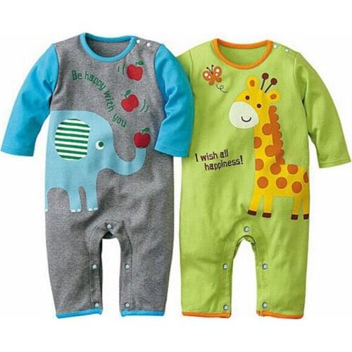 2020 Infant Newborn Baby Girls Boys Long Sleeve Cute animal Romper Clothes Casual Jumpsuit Button Clothes Outfits
