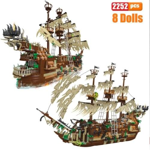 MOC Creator Series The Flying Dutchman Ship Building Blocks Ghost Pirate Ship Bricks Modle Toy Kids Birthday Gift Set 2252pcs