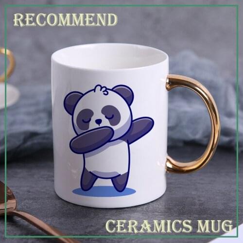 Creative Lovely Chinese Panda mug Gold handle Ceramic coffee mugs Tea Milk Beer Mug Water Cup Drinkware Gift Cup KTDW-006