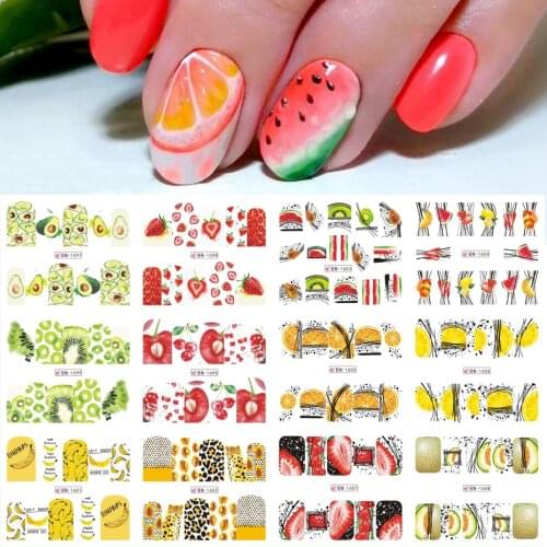Summer Fruit Nail Art Stickers Decals Banana Lemon Strawberry Avocado Design Transfer Foil Slider Manicure Decor SABN1597-1608