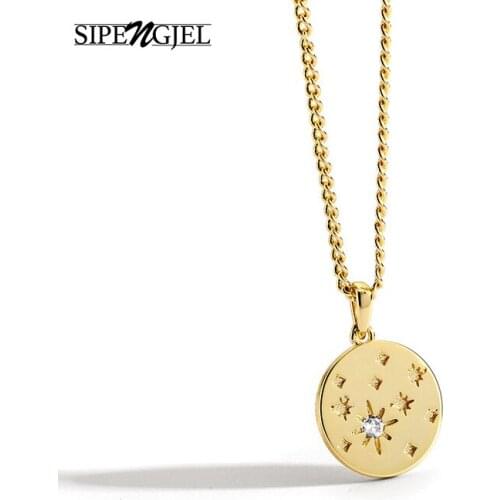 Fashion Geometric Round Pendant Necklace Gold Sliver Color Round Star Choker Necklace For Women Wedding Ins Jewelry 2020