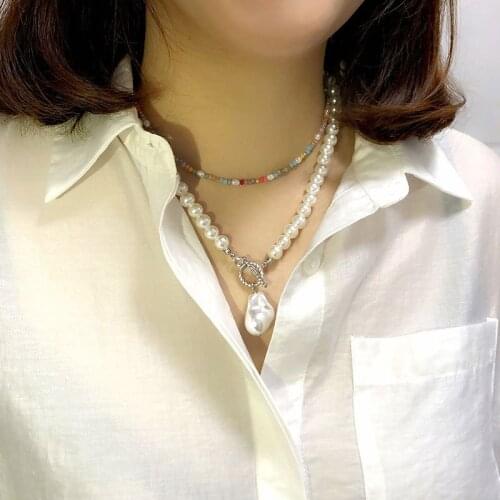 Fashion Sweet Exquisite Imitation Pearls String Beads Choker Women Party Jewelry Femme Alien-shaped Pearl Seeds Beaded Necklace