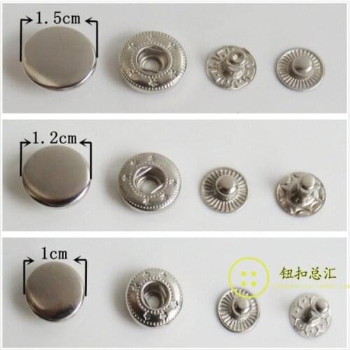 100 set Metal Silver Snap Button Press Studs Fasteners Buttons Manual Installation Tool Clothes Accessories 10mm,12mm Wholesales