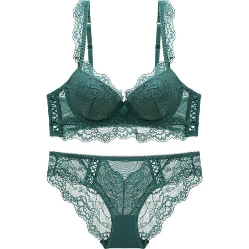 Sexy Lace Womens Underwear Set Comfortable Female Intimates Lingerie Underwire Push Up Bra And Panties Set